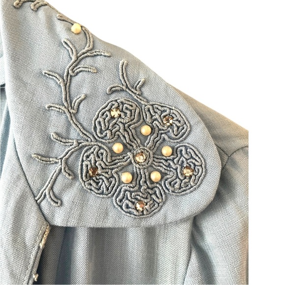 Vintage 50s/60s Womens Dress & Coat Beaded Matching Set Size XS-S Blue Needs TLC - Picture 4 of 14